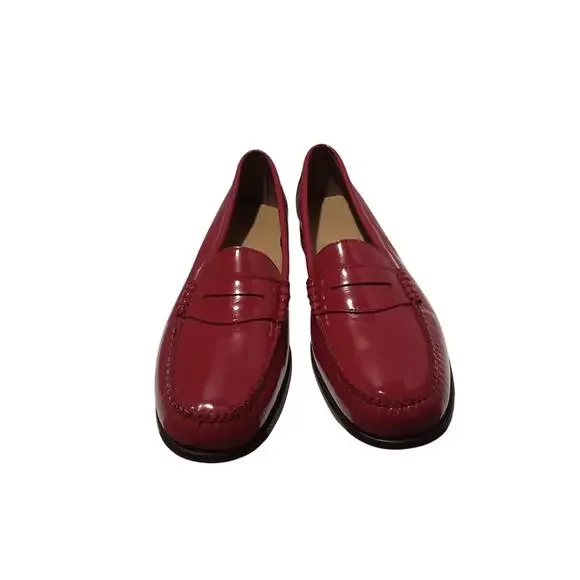 Weejuns Hand Crafted Genuine Leather Red Patent Leather Penny Loafer Shoes Sz 10 - Picture 1 of 10
